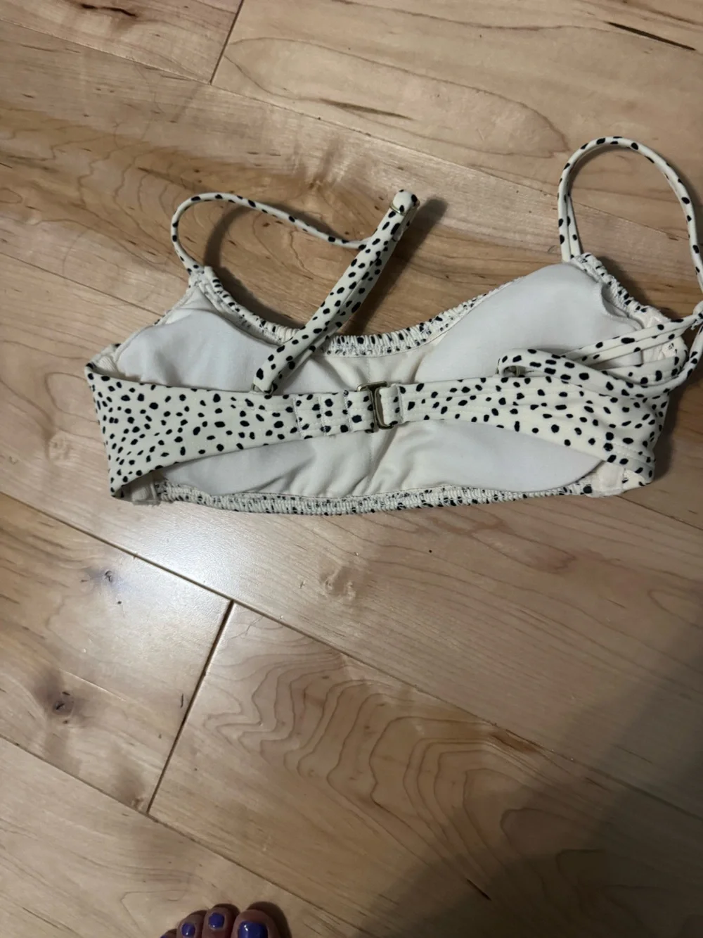 Xhilaration White Bikini Top with Black Speckle Print